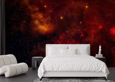 Beautiful galaxy of red color with stars. Elements of this image were furnished by NASA. Wall mural