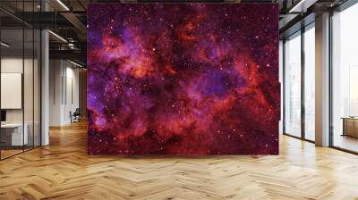 Beautiful galaxy of red color with stars. Elements of this image were furnished by NASA. Wall mural