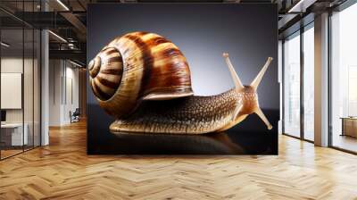 Beautiful snail with horns. Generative AI Wall mural