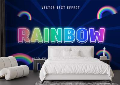 Rainbow text effect, colorful and editable text style Wall mural