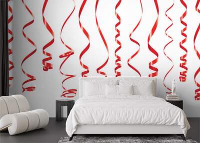 Red party ribbons banner Wall mural