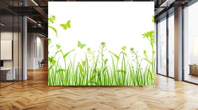 Flowers and green grass Wall mural