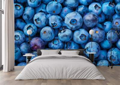 a lot of ripe blueberries closeup - background. Beautiful simple AI generated image in 4K, unique. Wall mural