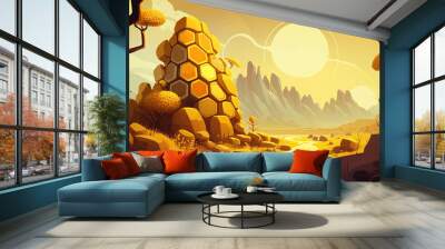 Beautiful Honey Background. 4K Yellow Wallpaper Landscape   Wall mural