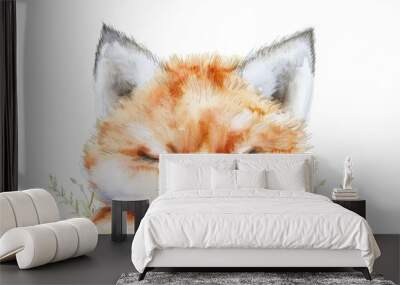 Beautiful red fox - watercolor.. Beautiful simple AI generated image in 4K, unique. Wall mural