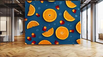 Close-up of oranges. Beautiful simple AI generated image Wall mural