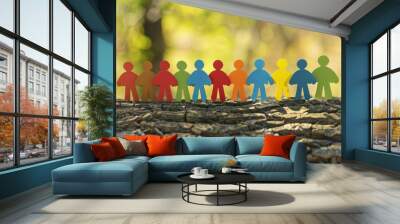 Diverse Community Circle Gathering - Society Concept Illustration. Beautiful simple AI generated image Wall mural