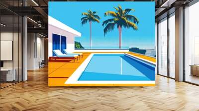 Eco-friendly beach house with sustainable design.. Beautiful simple AI generated image Wall mural