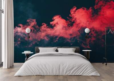 From the middle of the bluish-pink smoke, white clouds erupt, fly up and mix with the total mass.. Beautiful simple AI generated image in 4K, unique. Wall mural