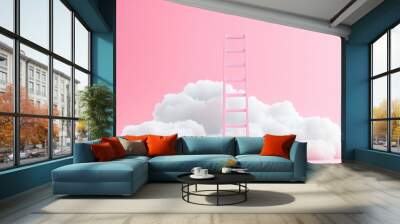 Pink clouds, wallpaper, the soothing beauty of soft-colored clouds. Beautiful simple AI generated image Wall mural