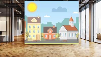 the landscape of the historic city. vector illustration. Wall mural