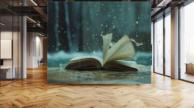 A single page falling onto the ground from a book   AI generated illustration Wall mural