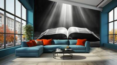 A symbolic image of the Bible as a guiding light AI generated illustration Wall mural