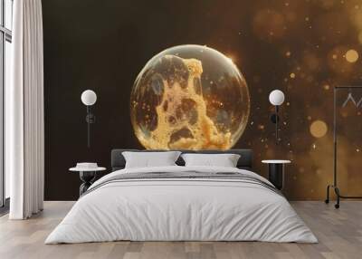 A transparent soap bubble gently floating in the air before bursting   AI generated illustration Wall mural