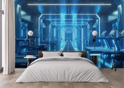 Abstract 3D gym scene with futuristic elements   AI generated illustration Wall mural