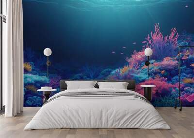 Abstract 3D  style depiction of a thriving coral reef  AI generated illustration Wall mural