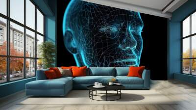 Abstract digital human face. Artificial intelligence. Al generated Wall mural