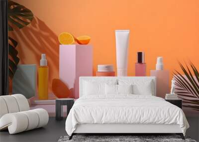 Aesthetic exploration of beauty product design in modern context  AI generated illustration Wall mural