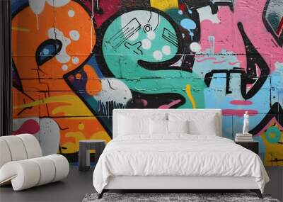 An energetic graffiti-style mural illustrating SUPER SALE  AI generated illustration Wall mural