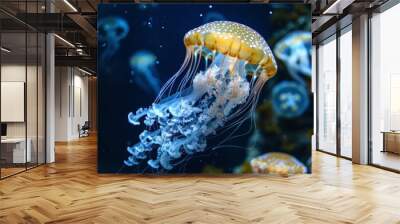 Jellyfish pulsating with an otherworldly beauty  AI generated illustration Wall mural