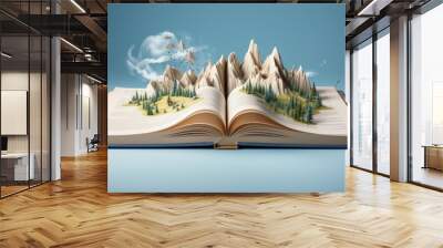 n open book presented in  style on a white backdrop AI generated illustration Wall mural