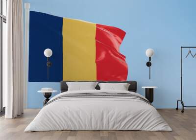 Chad flag of silk-3D illustration. 3d render. Wall mural