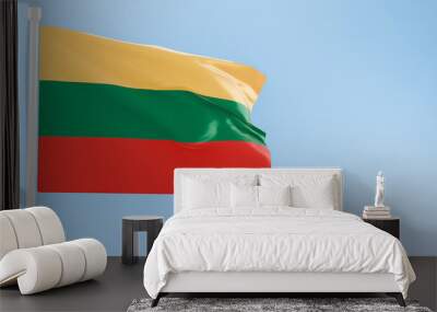 Lithuania flag of silk-3D illustration. 3d render. Wall mural