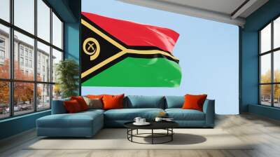 Vanuatu flag of silk-3D illustration. 3d render. Wall mural