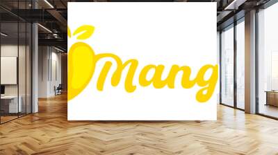 Mango, mango juice, fruit, food and meal. Plant, drink, beverage, nourishment, juicy and drinking, illustration Wall mural