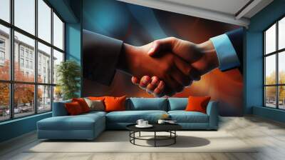 The deal took place. Business handshake and business people concepts illustration. Wall mural