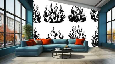 Fire flames isolated on white background. Tribal tattoo design. Wall mural