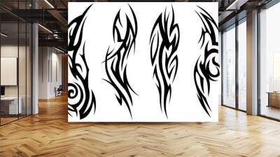 Png tribal tattoo. Silhouette illustration. Isolated abstract element set.
 Wall mural