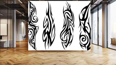 Vector tribal tattoo. Silhouette illustration. Isolated abstract element set.
 Wall mural