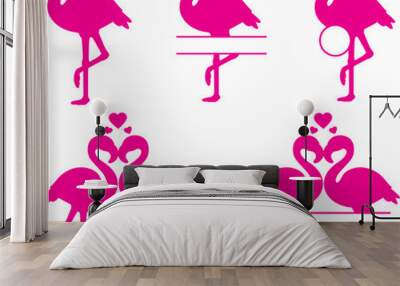 Flamingo, Bird, Pink Flamingo, Summer, Animal, Flamingo Silhouette Wall mural