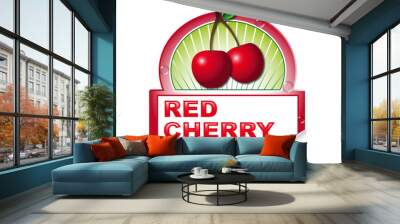 Red cherry's label form marketplace Wall mural