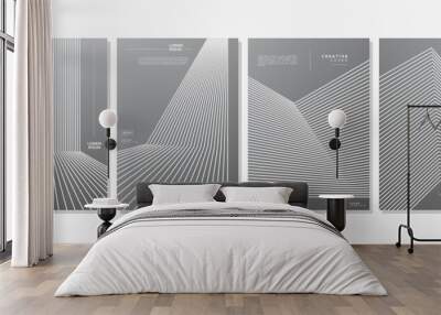 Grey modern digital line stripe cover template Wall mural