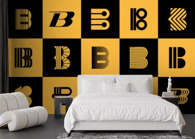 Minimalist line letter B logo design branding Wall mural