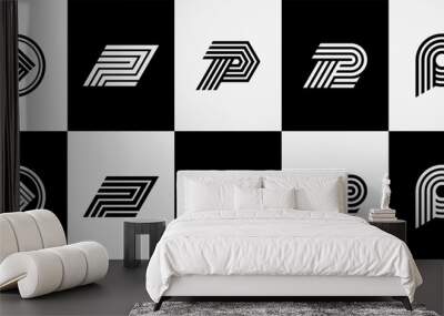 Modern line letter P logo branding Wall mural