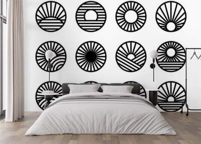 Set of abstract line sun circle logo icon design Wall mural