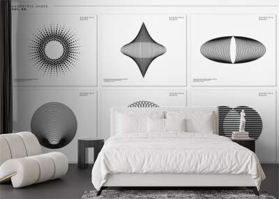 Set of geometric abstract shape blend line design Wall mural