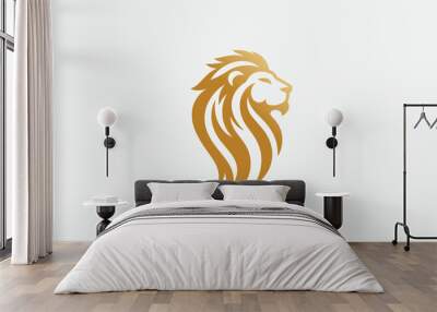 lion head minimal logo gold vector with premium luxury look that shows power strenght and high end services Wall mural