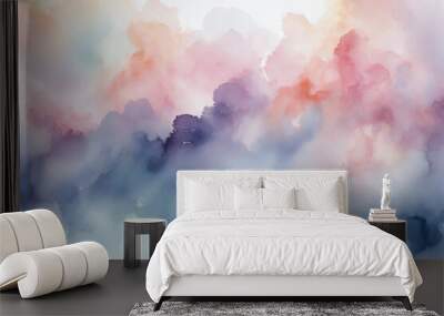 Soft, pastel watercolor brushstrokes that create an airy and fairytale atmosphere. Wall mural