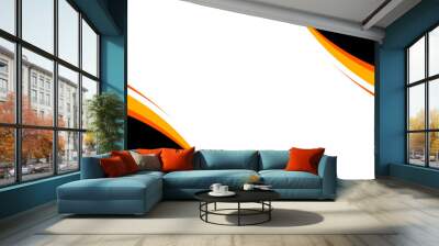 Abstract wave web banner background black and orange color Wall mural