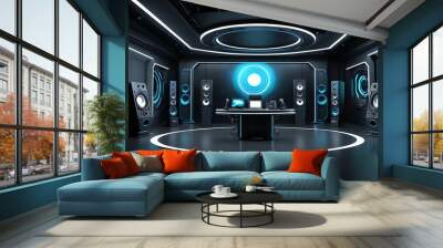 Modern recording studio background futuristic style with isolated 3D render Wall mural