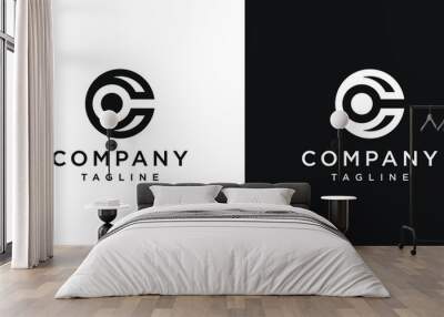 Creative Letter CO Monogram Logo Design Icon Template White and Black Background Wall mural