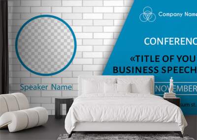 Corporate announcement poster template. Vector flyer for business conference. Social media event banner Wall mural