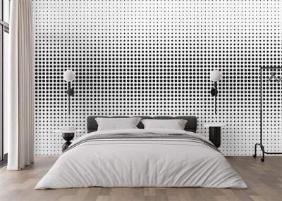 Halftone effect dotted line gradient abstract background. Vector black and white dots grunge texture, pattern Wall mural