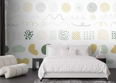 Hand drawn organic shapes, dots, lines. Vector set of minimal trendy abstract natural elements for graphic design Wall mural