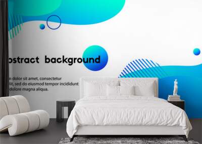 Liquid abstract background. Blue fluid vector banner template for social media, web sites. Wavy shapes Wall mural