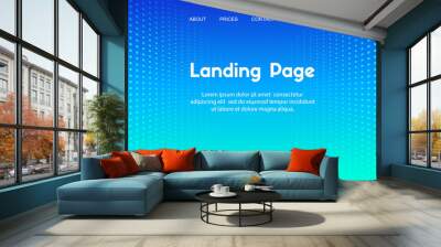 Web site landing page business template. Vector abstract minimal halftone blue background Wall mural